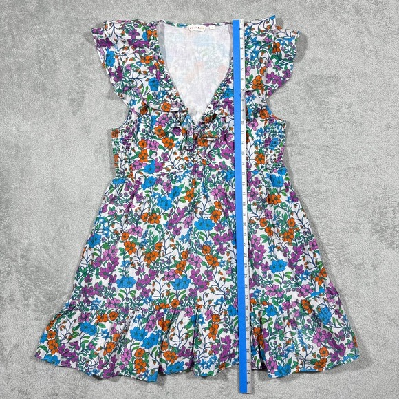 Roller Rabbit Blomst Ondika Dress Womens XL Floral Ruffle V Neck Smocked Mini - Picture 8 of 9